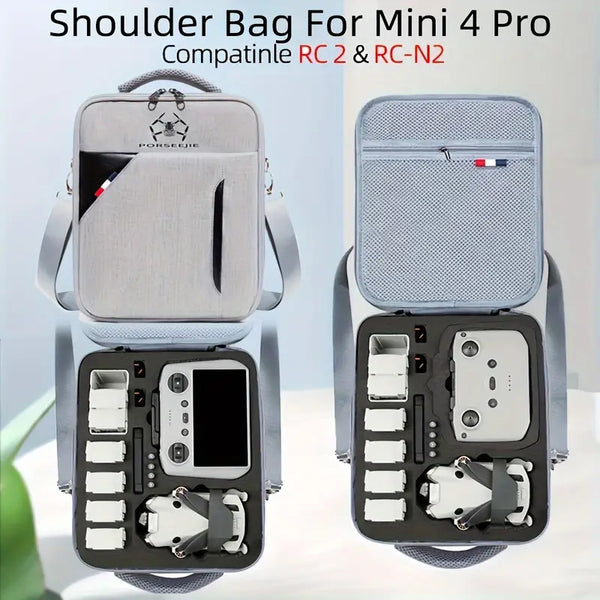 DJI Mini 4 PRO Shoulder Bag Travel Carrying Case Portable Box For Mini 4 Pro RC 2/RC-N2 Controller  **CAN HOLD UP TO 8 BATTERIES **