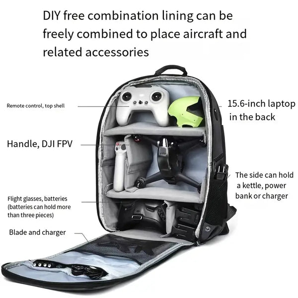 Drone Backpack Suitable For DJI FPV Drone, Mavic 3 Pro, Mini 3 Pro, Mini 2, Avata / Avata 2/ Air2/S