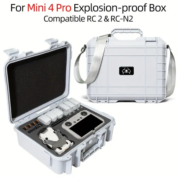 DJI Mini 4 Pro Explosion Proof Box With For DJI Mini 4 Pro Carrying Case For DJI RC-N2 RC 2 ** CAN STORE UP TO 7 BATTERIES**