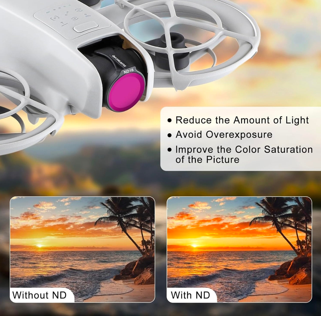 Sunnylife Lens Filter Combo for DJI Neo (ND 8-ND16- CPL)