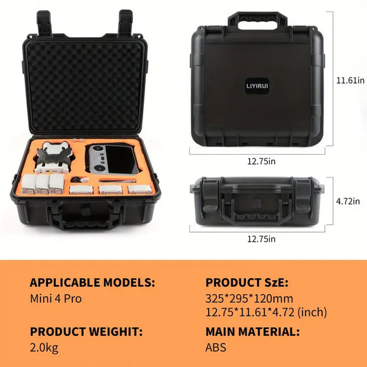 DJI Mini 4 Pro Drone Hard Carrying Case ** CAN CARRY UP TO 7 BATTERIES **