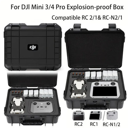 DJI Mini3/Mini3Pro/Mini 4 Pro Explosion Proof Box For DJI RC/RC 2/RC-N2 Remote Control ** Can Store up to 7 Batteries ** DAMAGED **