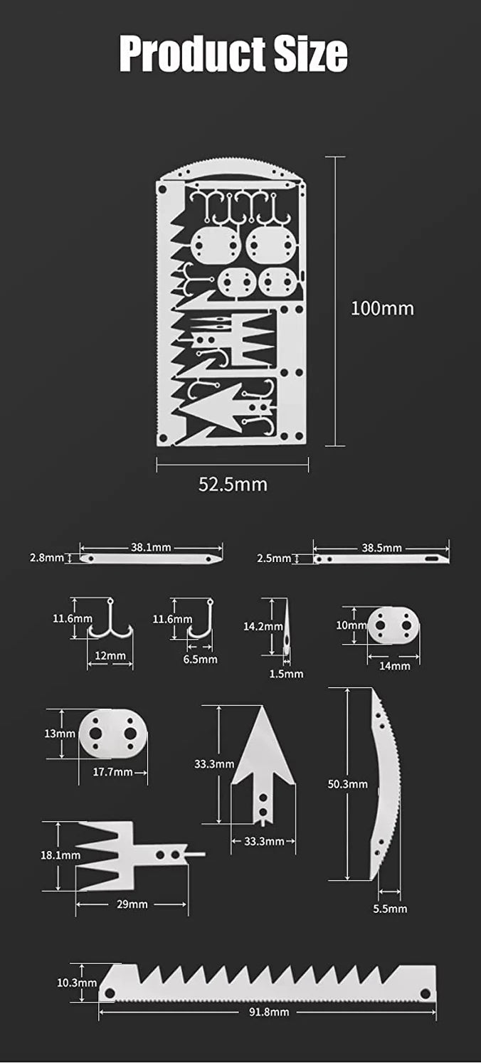 Creative Fishhook Tool Card Outdoor Portable Camping Supplies Multi-Function Survival Tool Fishing Gear Fishing Equipment