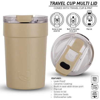 Lizzard Travel Cup 360 Ml Ceramic Inner, Lead Free