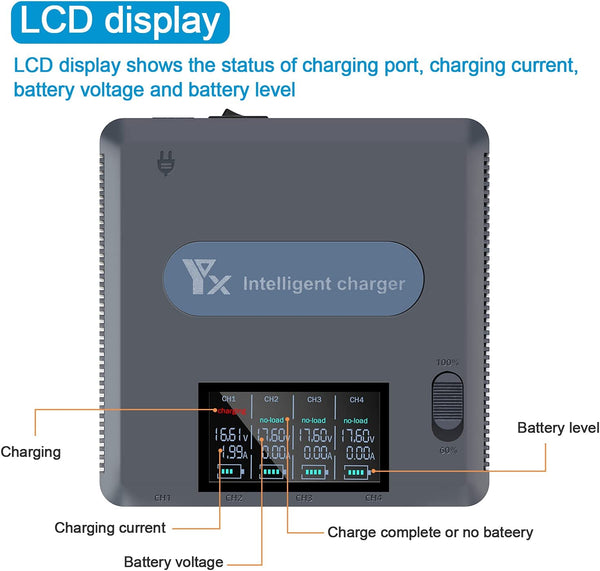 YX Mavic 2 Battery Charger Hub with LCD Display, 6-in-1 Multi Parallel Quick Battery Charging Hub