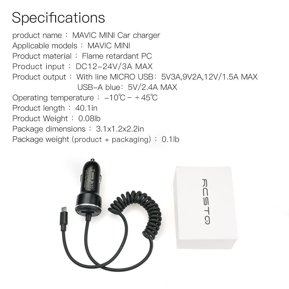 2 in 1 Car Charger for Mavic Mini