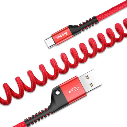 Baseus 1m - 3A Fish Eye Spring USB Type-A 2.0 to Type-C Cable