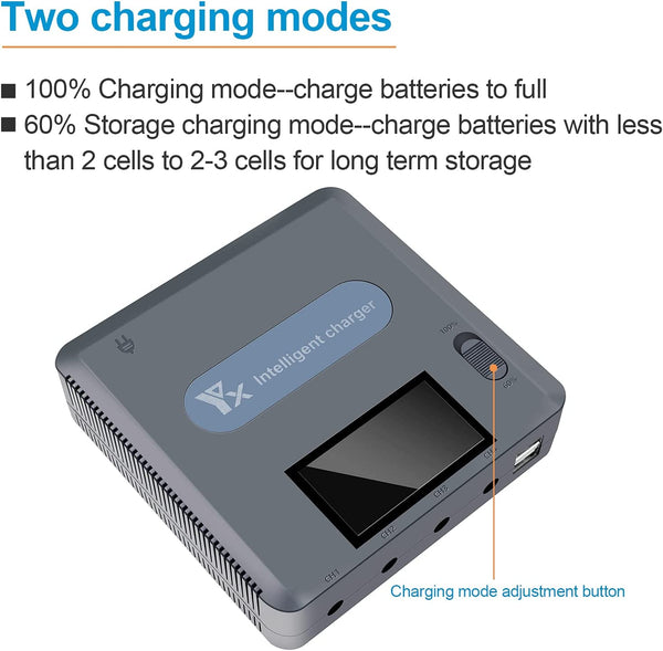 YX Mavic 2 Battery Charger Hub with LCD Display, 6-in-1 Multi Parallel Quick Battery Charging Hub